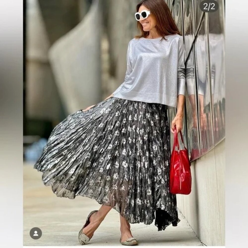 NWT ZARA ZW COLLECTION METALLIC MIDI SKIRT 4786 054 $89.9